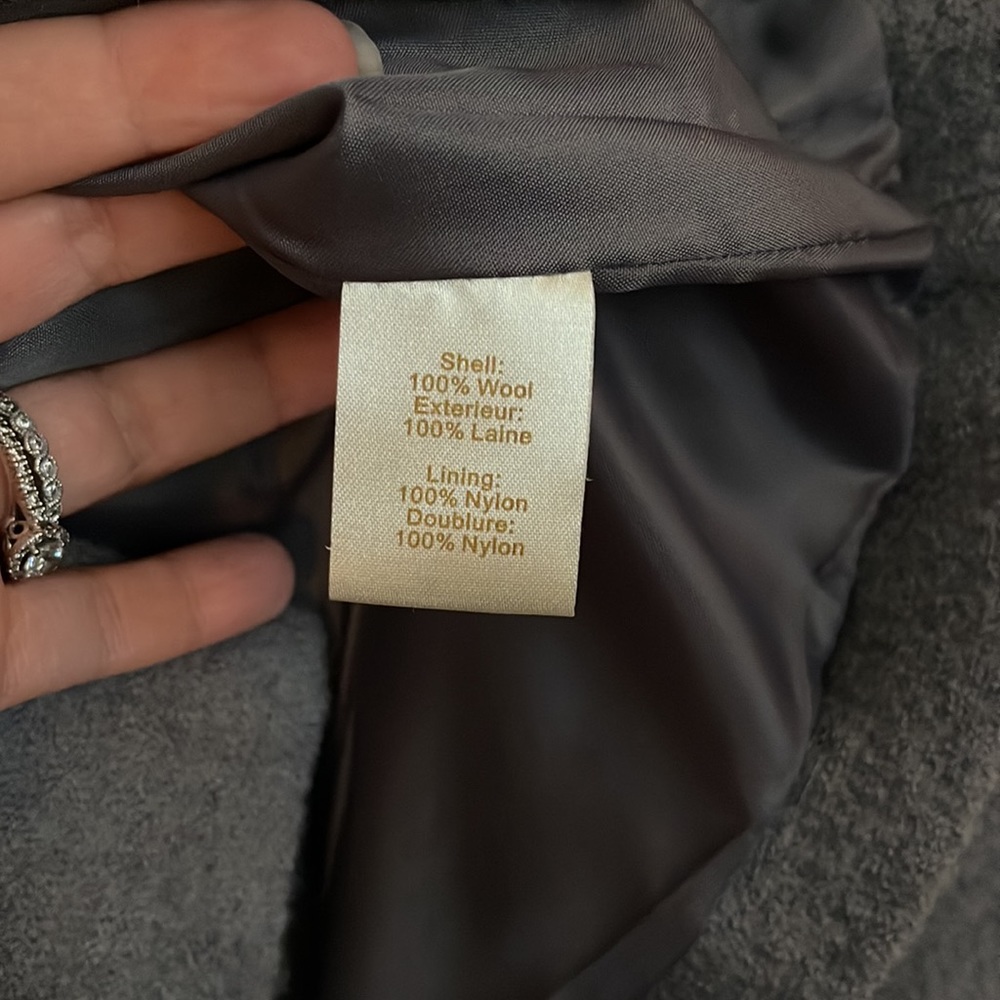 Carson Gray Button Trimmed Boiled Wool Coat - Picture 4 of 7